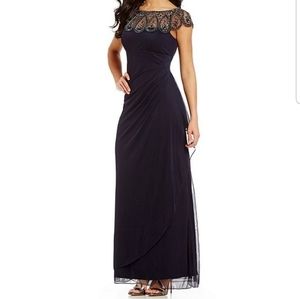 Xscape Beaded Ruched Evening Dress